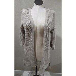 Old Navy Womens Open Front Beige Knit Cardigan Sweater With 3/4 Sleeves M